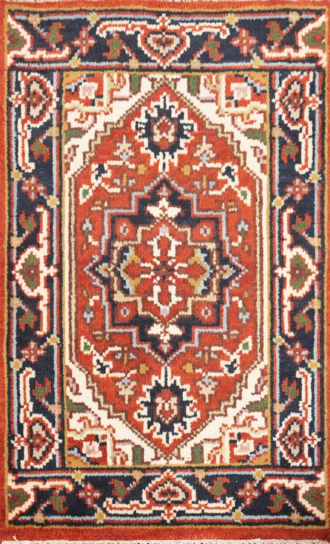 Vintage Heriz Serapi Accent Rug 2x3 Timeless Elegance for Your Space