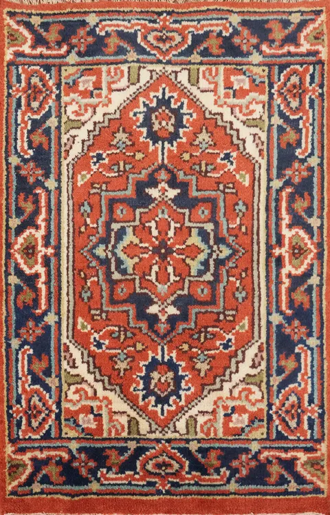 Vibrant Geometric Heriz Serapi Accent Rug 2x3 for Living Room Charm