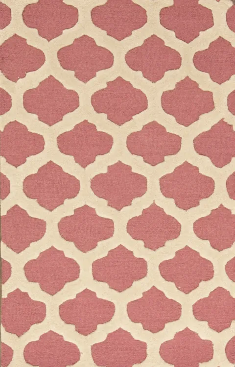 Elegant Pink and Ivory Quatrefoil Area Rug for Home Decor 3'x5'