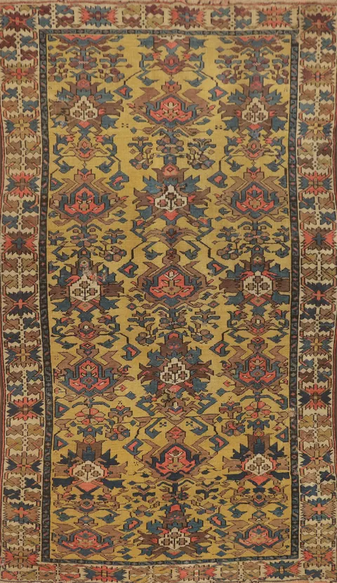Pre-1900 Antique Kazak Vegetable Dye Rug 4x6