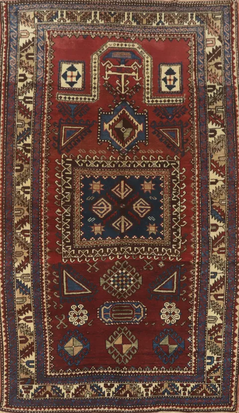 Antique Kazak Vegetable Dye Rug 5x7