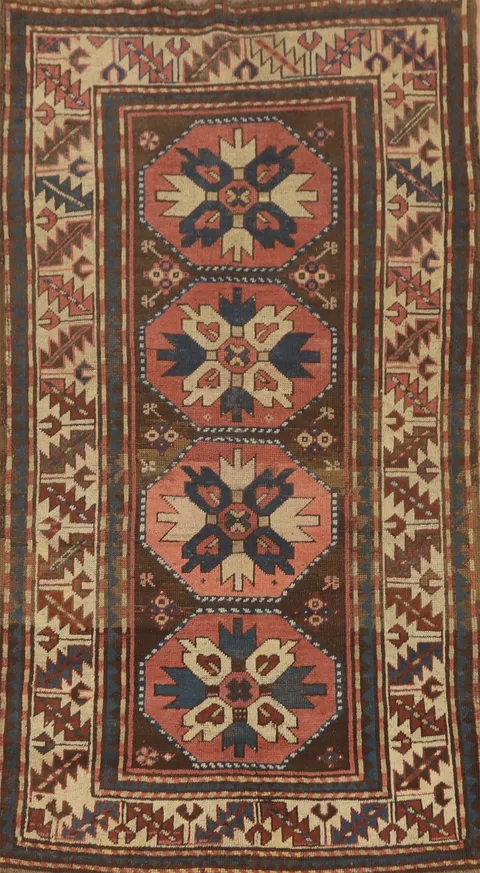 Pre-1900 Antique Kazak Vegetable Dye Rug 3x6