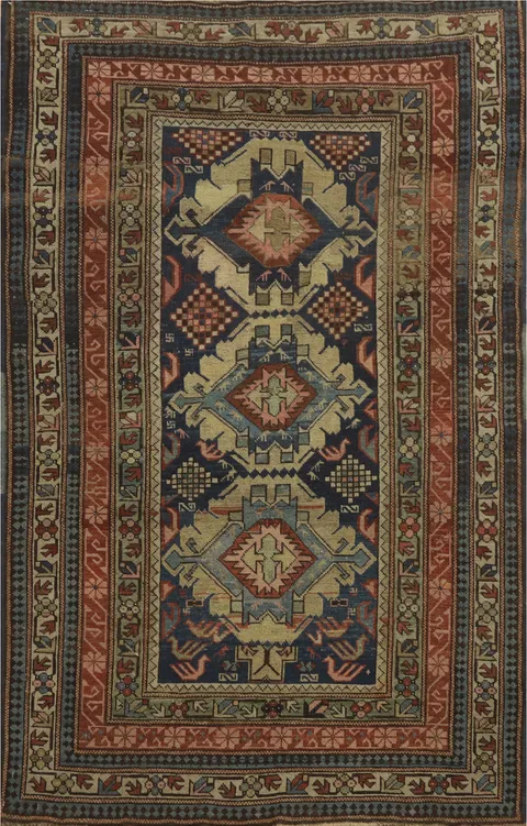 Pre-1900 Antique Shirvan Vegetable Dye Rug 3x5