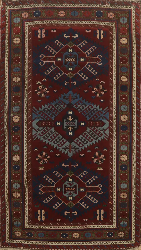 Pre-1900 Antique Vegetable Dye Kazak Oriental Rug 4x6