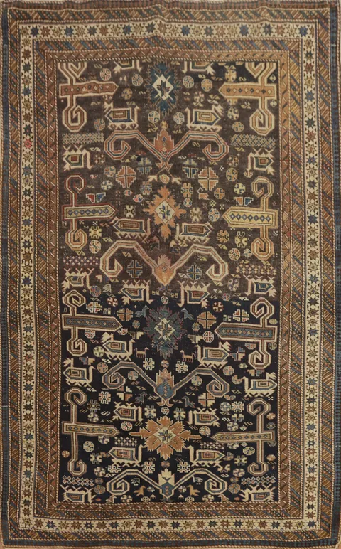 Pre-1900 Antique Vegetable Dye Shirvan Oriental Rug 4x5