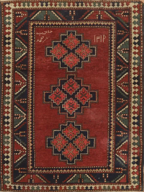 Pre-1900 Antique Kazak Vegetable Dye Rug 3x4