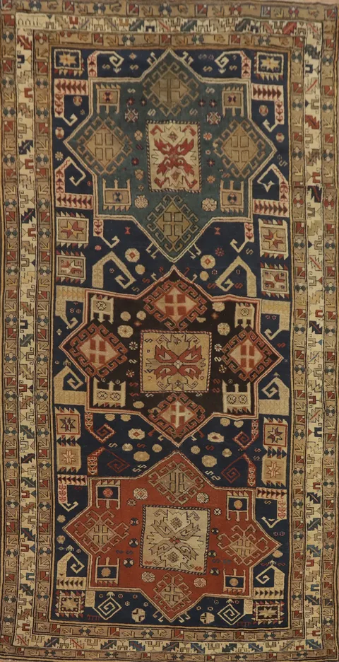 Pre-1900 Antique Kazak Vegetable Dye Area Rug 5x11