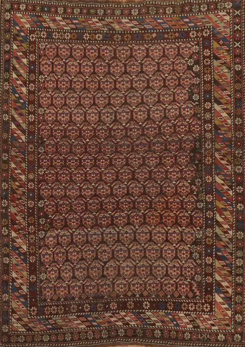 Pre-1900 Antique Kazak Vegetable Dye Rug 4x4
