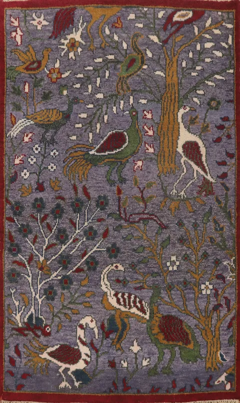 Animals Design Purple Ziegler Oriental Rug 4x6