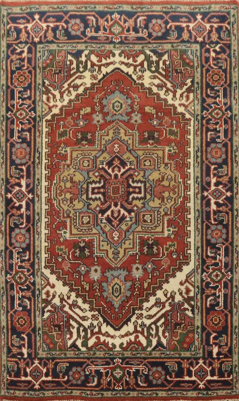 Geometric Heriz Serapi Oriental Rug 4x6