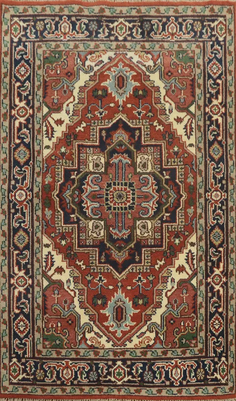 Geometric Heriz Serapi Oriental Rug 4x6