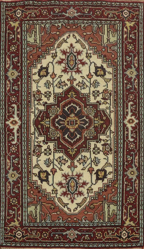 Geometric Heriz Serapi Oriental Rug 4x6