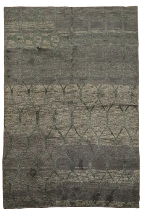 Sophisticated Gray Rug with Abstract Geometric Design 5'x7'