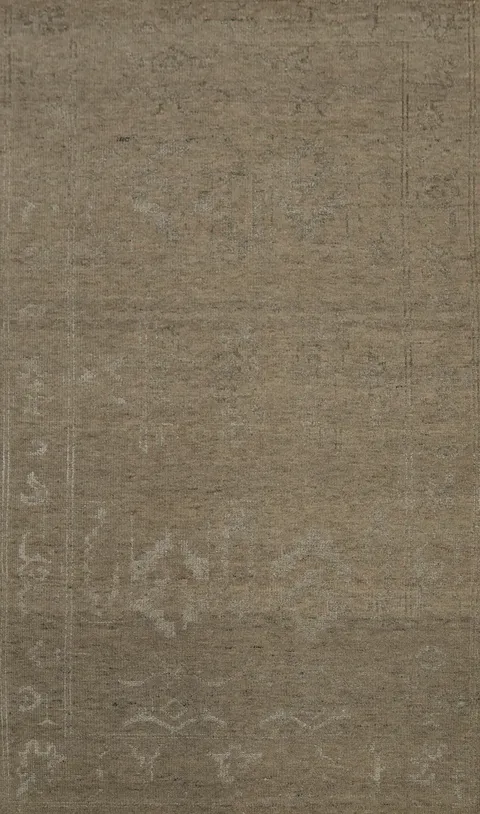 Distressed Wool Oushak Living Room Area Rug 5x8