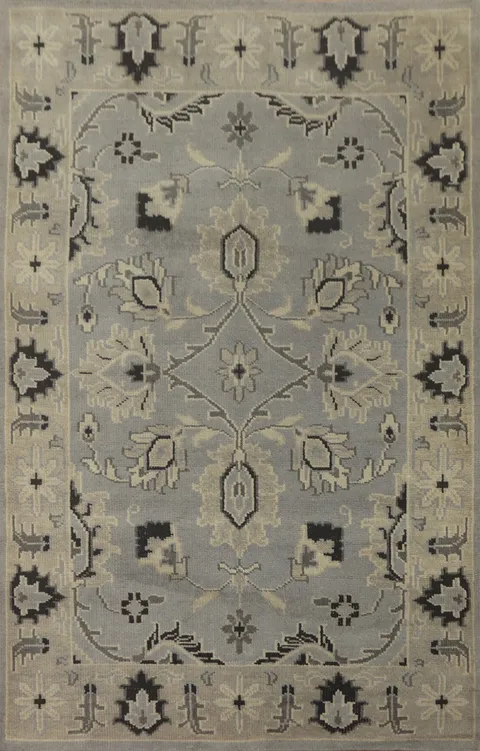 Gray Floral Oushak Room Size Area Rug 6x8