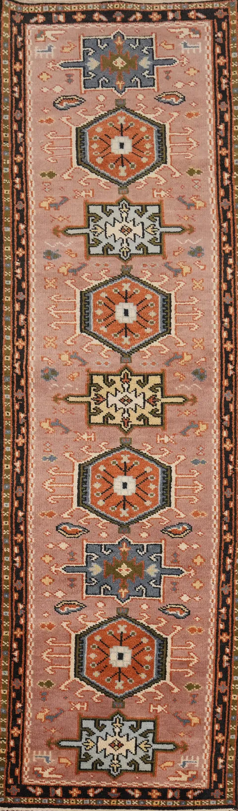 Pink Wool Timeless Viss Oriental Runner Rug 3x10