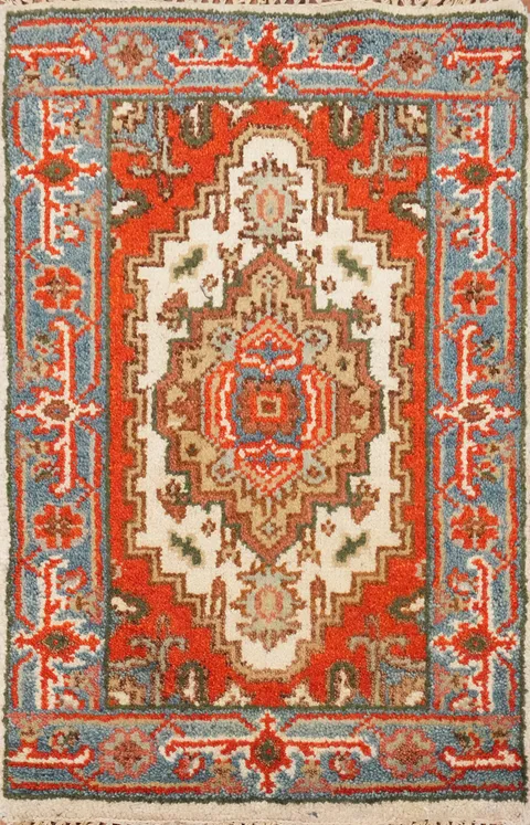 Wool Geometric Heriz Serapi Foyer Rug 2x3