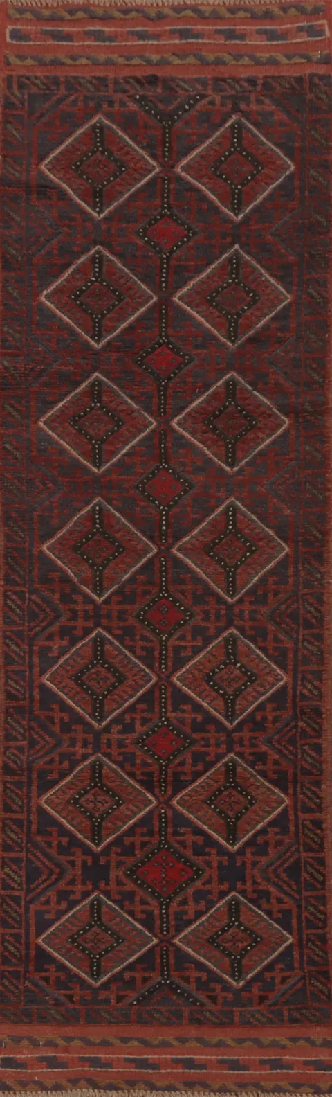 Geometric Balouch Afghan Runner Rug 2x8