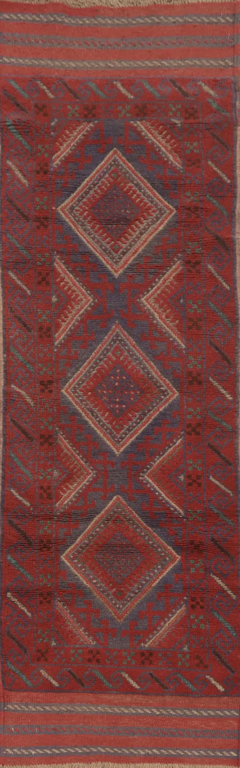 Tribal Balouch Afghan Runner Rug 2x8