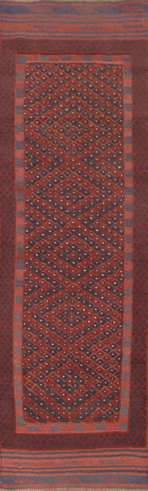 Geometric Balouch Afghan Runner Rug 2x8