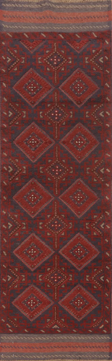 Tribal Wool Balouch Afghan Runner Rug 2x8