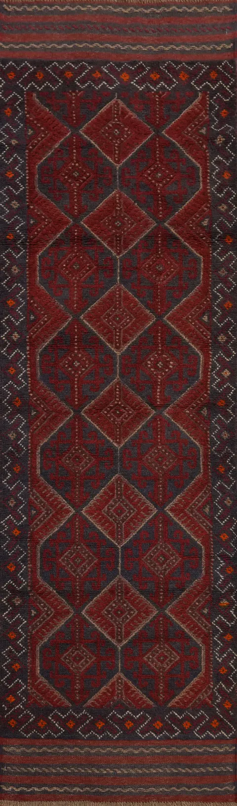Handmade Wool Balouch Afghan Runner Rug 2x8