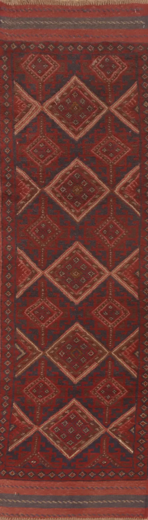 Geometric Balouch Afghan Runner Rug 2x8