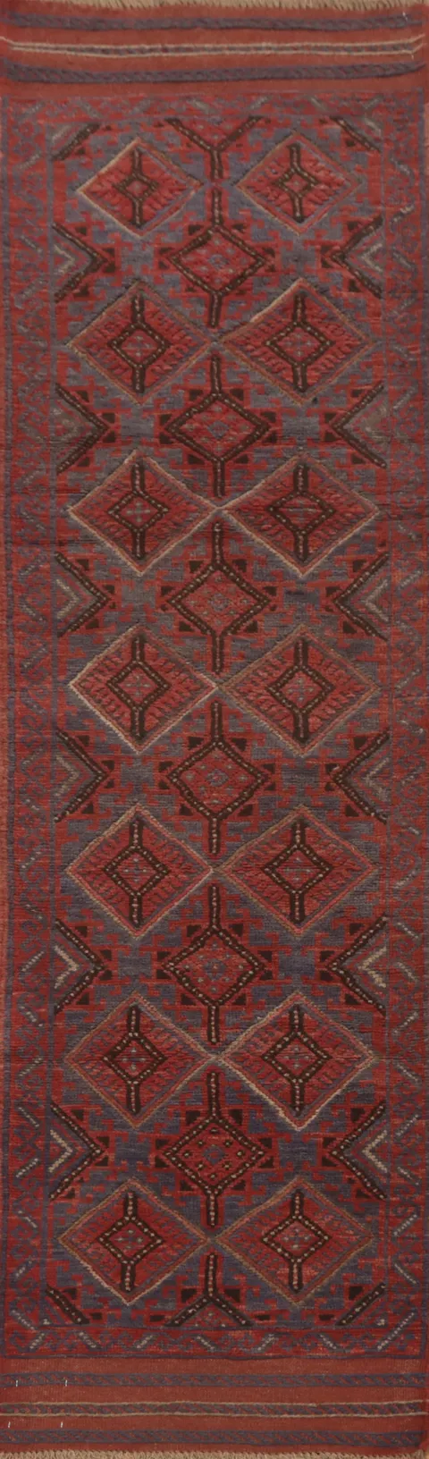 Geometric Balouch Afghan Runner Rug 2x8