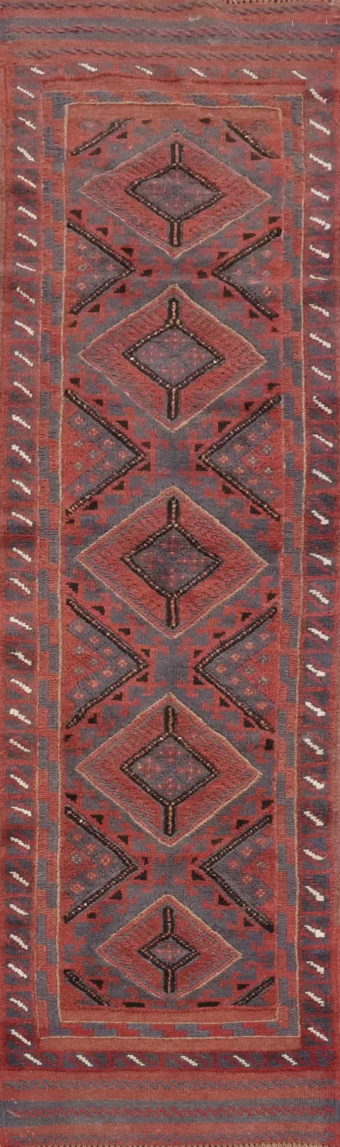 Elegant Geometric Balouch Runner Rug 2x8 with Rich Tones