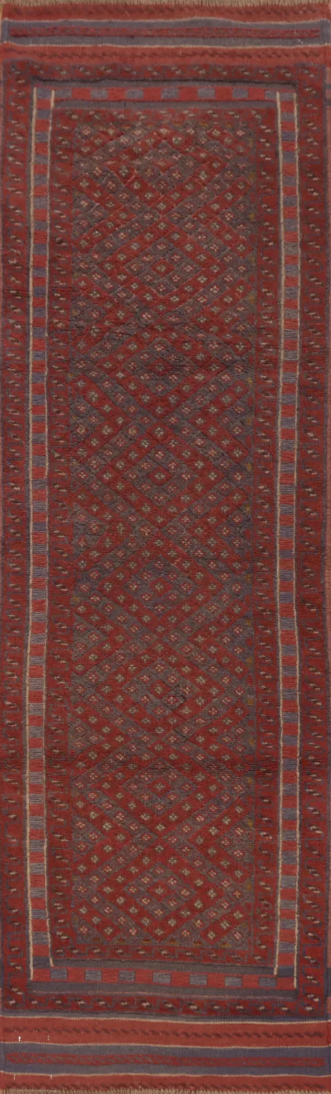 Tribal Red Balouch Afghan Runner Rug 2x8