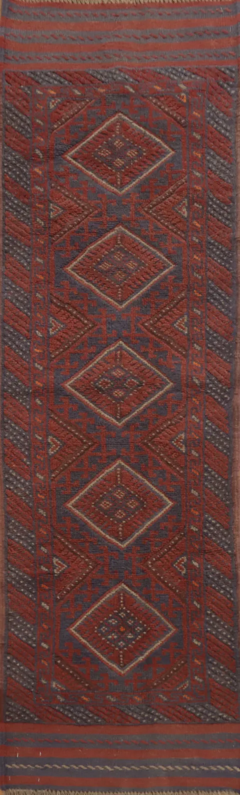 Geometric Balouch Afghan Runner Rug 2x8