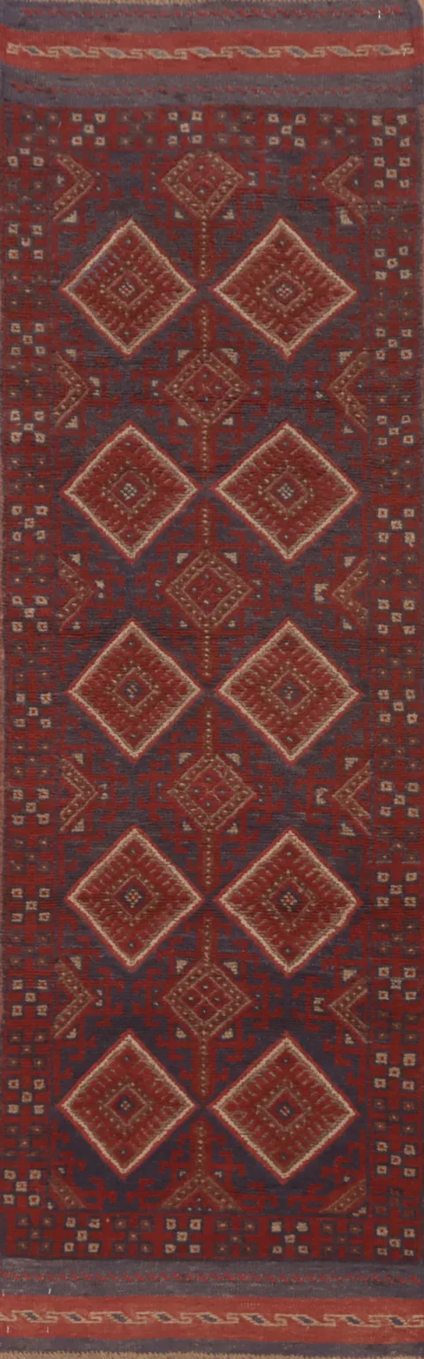 Handmade Wool Balouch Afghan Runner Rug 2x8