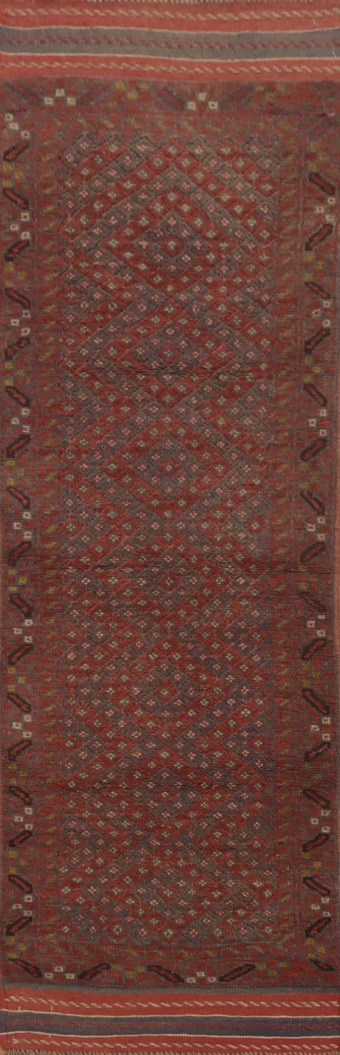 Tribal Balouch Afghan Runner Rug 2x8