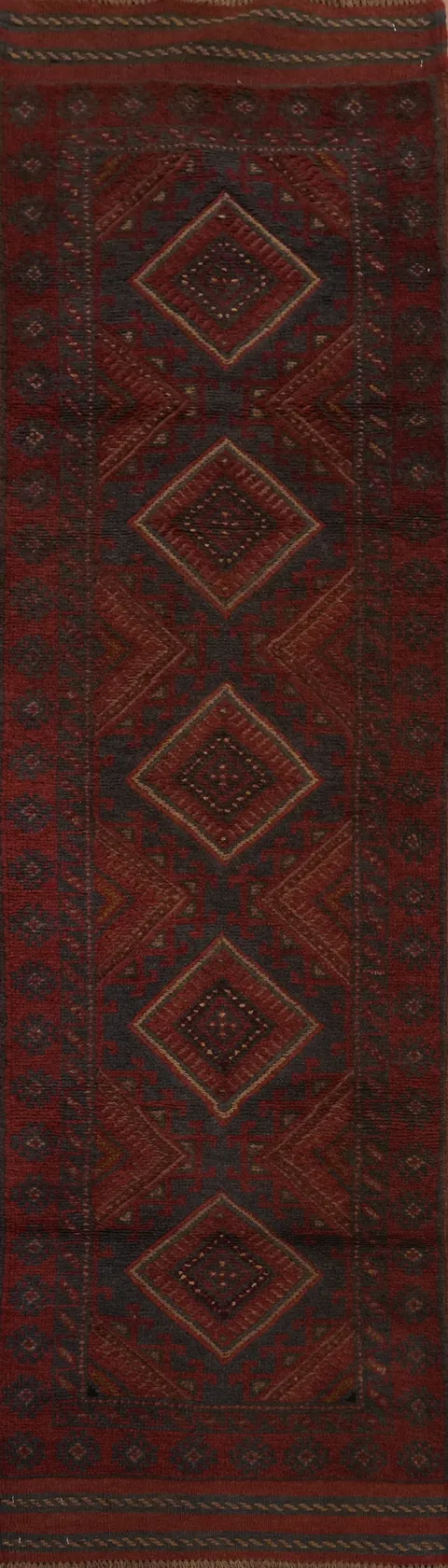 Geometric Balouch Afghan Runner Rug 2x8