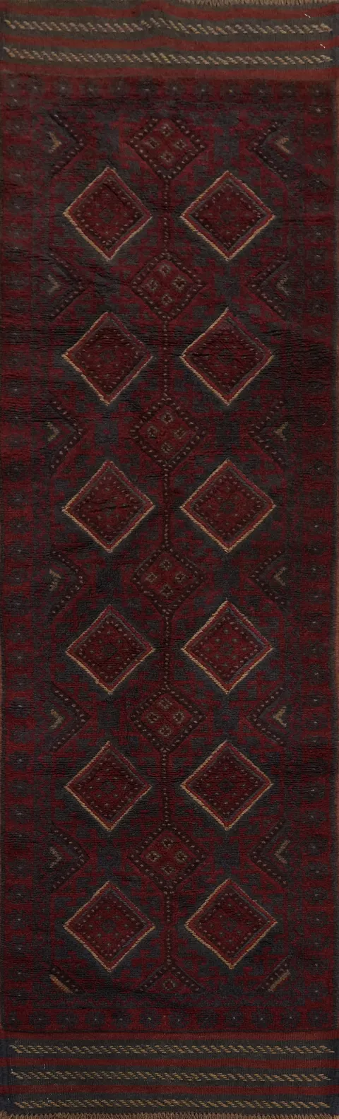 Geometric Balouch Afghan Runner Rug 2x8