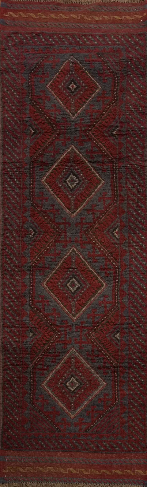 Geometric Balouch Afghan Runner Rug 2x8