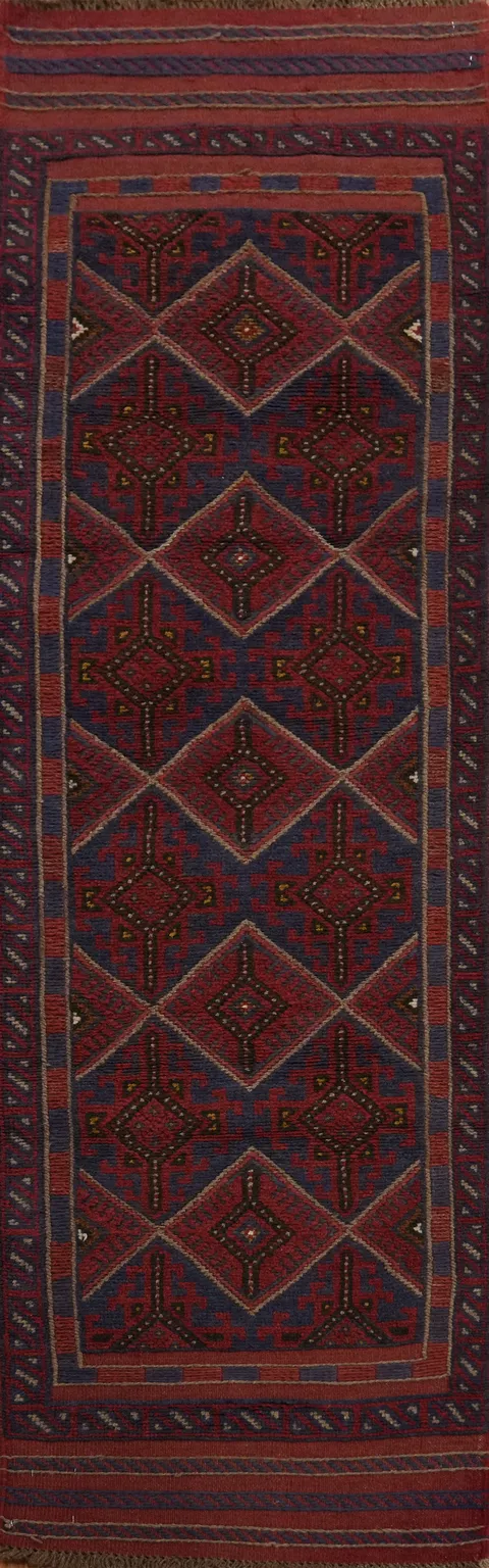 Geometric Balouch Afghan Runner Rug 2x8