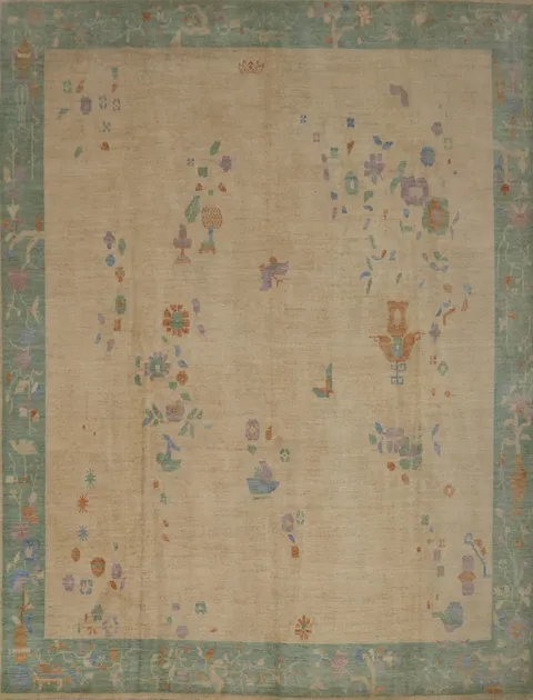 Vegetable Dye Art Deco Living Room Area Rug 10x10