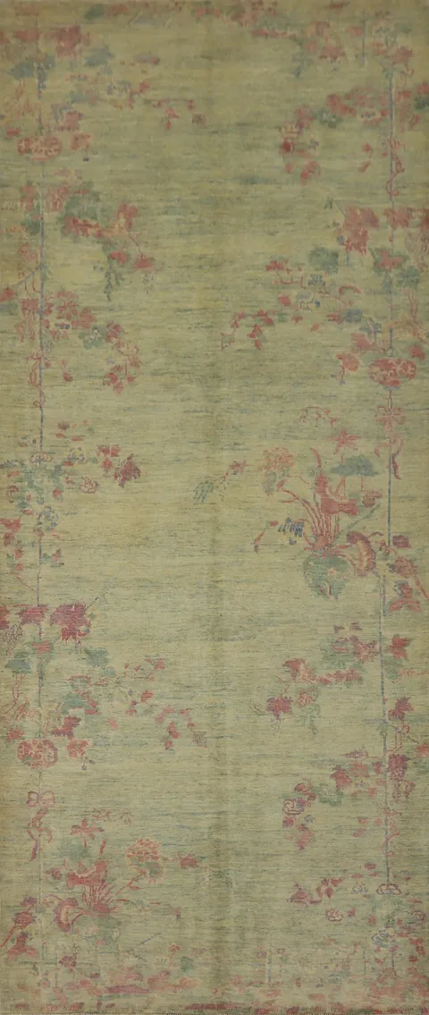 Vegetable Dye Art Deco Oriental Large Rug 6x16