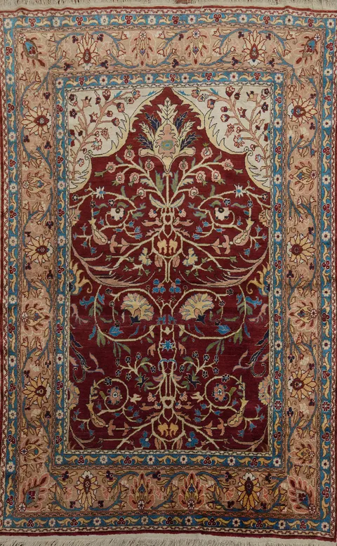 100% Silk Vegetable Dye Vintage Hereke Turkish Rug 3x5