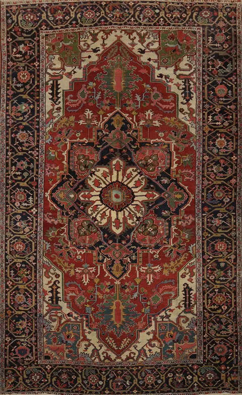 MASTERPIECE Pre-1900 Heriz Serapi Persian Large Rug 10x15