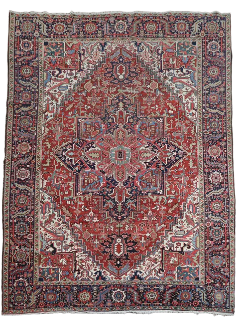 Antique Vegetable Dye Heriz Persian Area Rug 9x12
