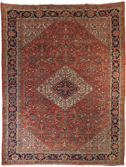 Pre-1900 Vegetable Dye Sultanabad Persian Large Rug 10x14