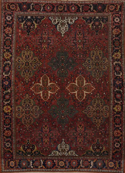 Pre-1900 Antique Vegetable Dye Bakhtiari Persian Rug 9x12