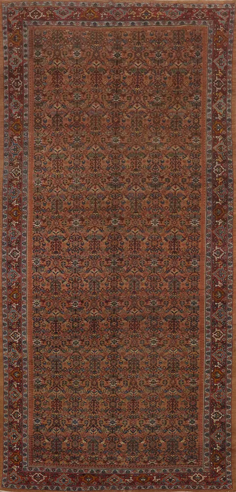 Antique Vegetable Dye Heriz Bakhshayesh Persian Rug 8x17