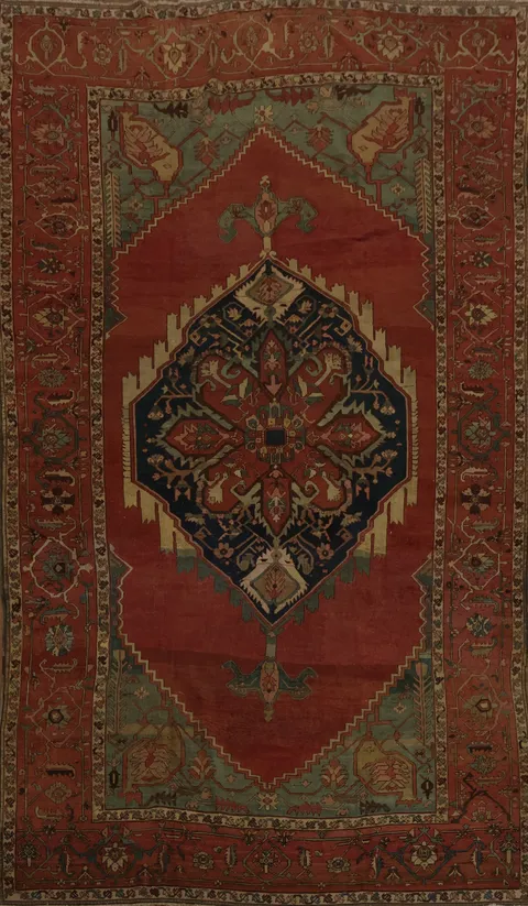 Pre-1900 Vegetable Dye Heriz Serapi Persian Large Rug 10x16
