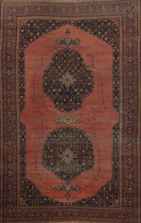 Pre-1900 Vegetable Dye Sarouk Farahan Persian Large Rug 10x16