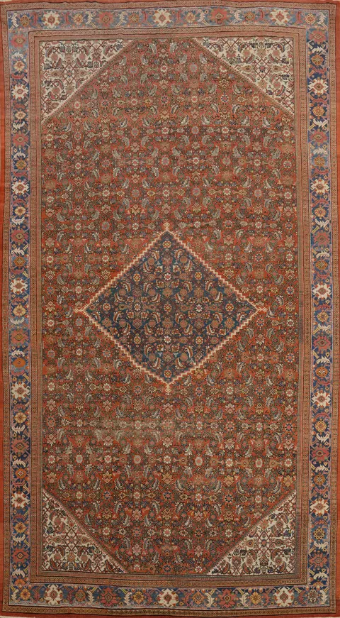 Pre-1900 Vegetable Dye Sultanabad Persian Large Rug 11x19