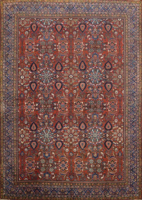 Pre-1900 Vegetable Dye Sultanabad Persian Large Rug 13x16