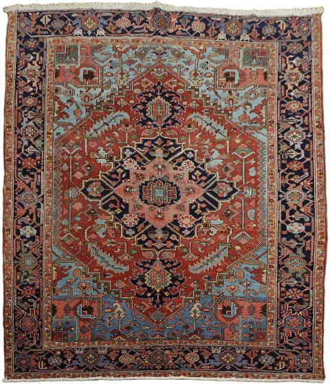 Antique Vegetable Dye Heriz Serapi Persian Area Rug 7x9
